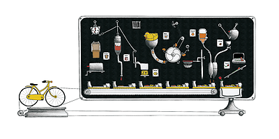 Breakfast machine illustration by Aurora Portillo 2009