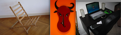 From left to right: Bedchair by Boris Wiasmitinow; Bullface by Joshua Wagner; Workstation by Kim Nusbaum