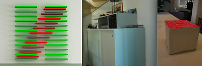 From left to right: LACK ART by Michiel Cornelissen; Kitchen build-in closet by Nancy van Asseldonk; Stool by Ans Bakker